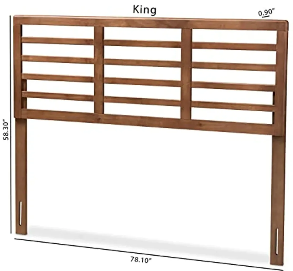 Baxton Studio Salome Mid-Century Modern Walnut Brown Finished Wood King Size Open Slat Headboard