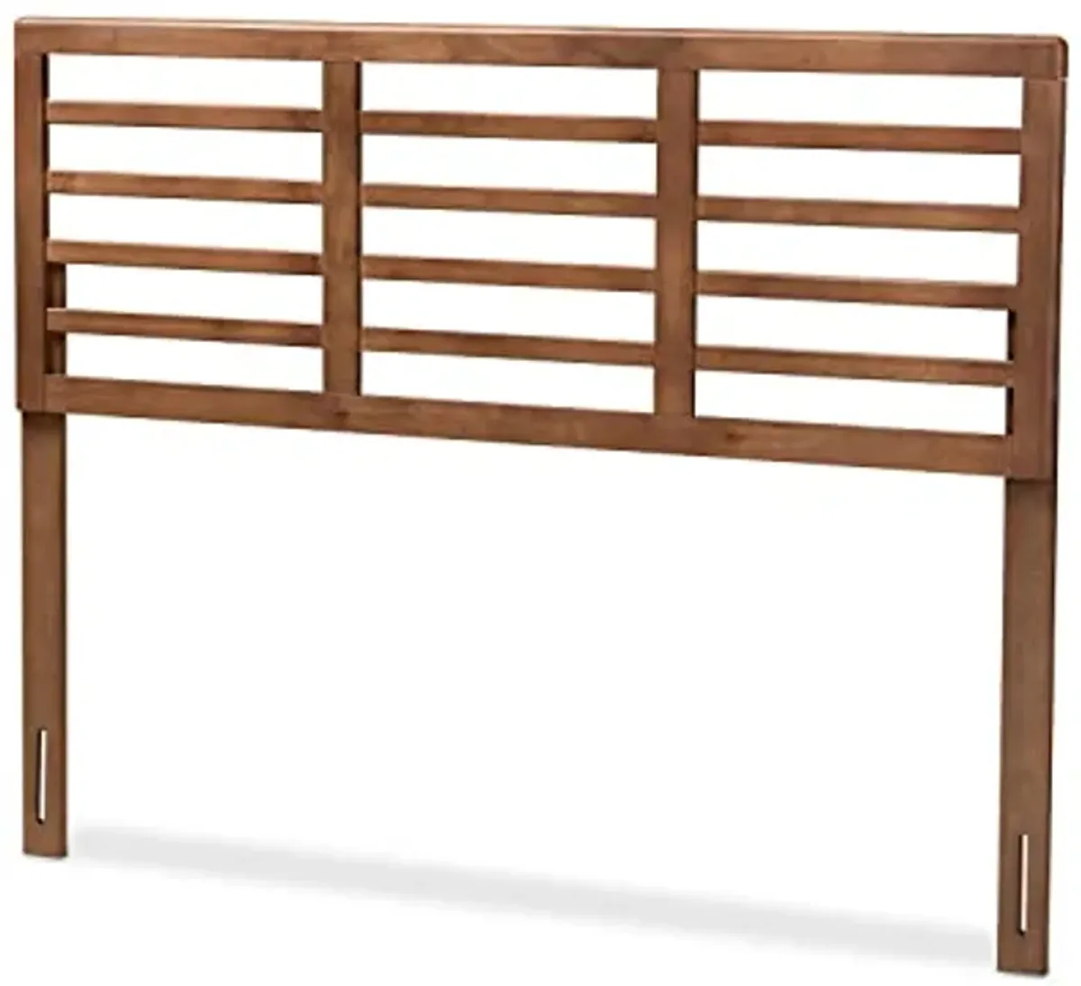 Baxton Studio Salome Mid-Century Modern Walnut Brown Finished Wood King Size Open Slat Headboard