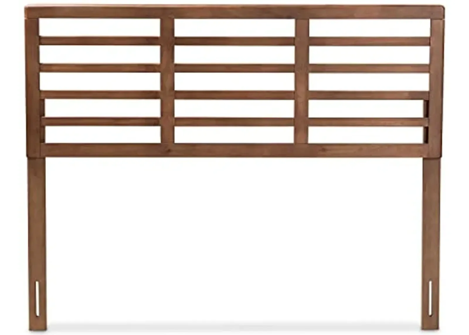 Baxton Studio Salome Mid-Century Modern Walnut Brown Finished Wood King Size Open Slat Headboard