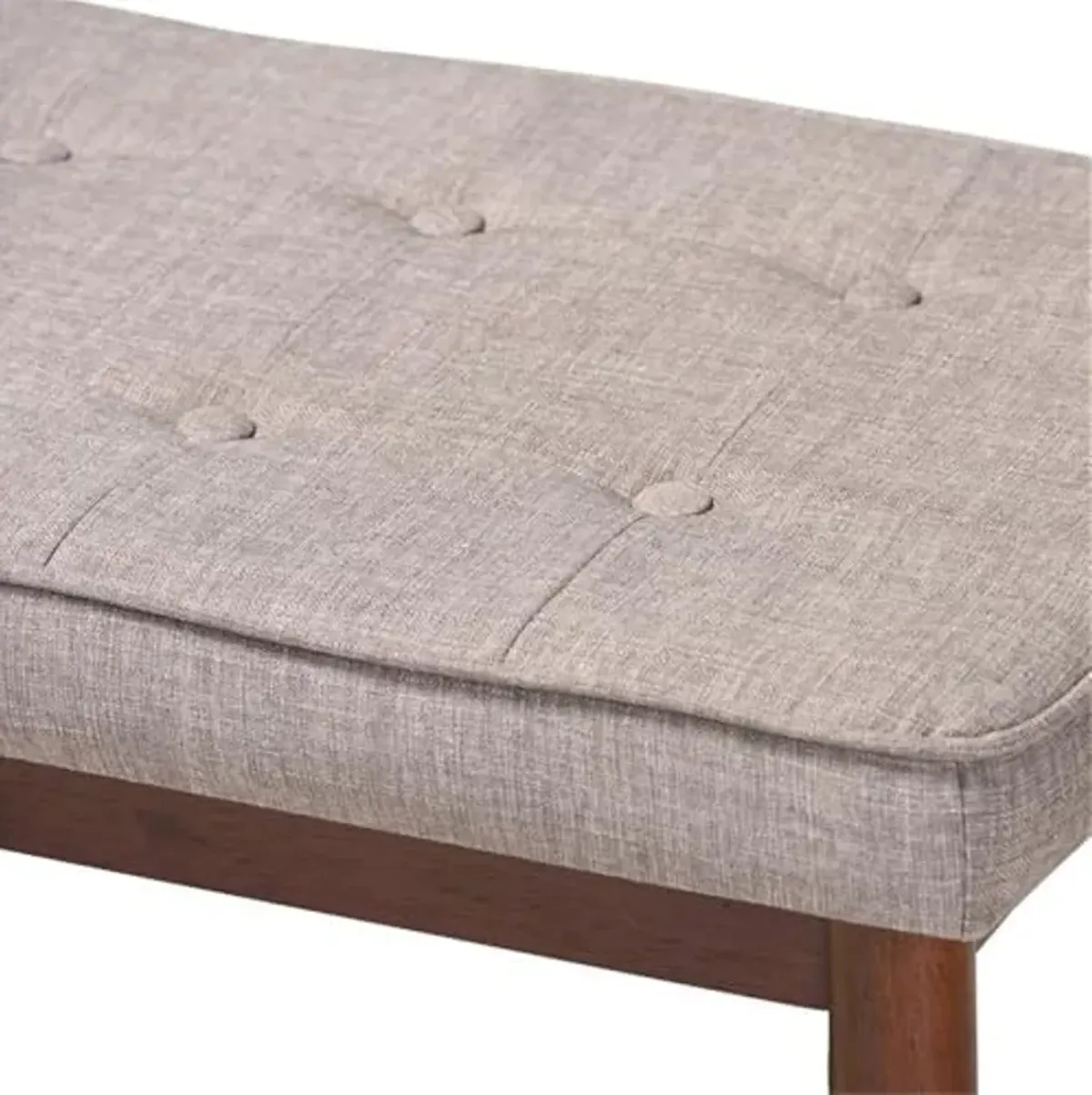 Baxton Studio Itami Mid-Century Modern Light Grey Fabric Upholstered Medium Oak Finished Wood Dining Bench