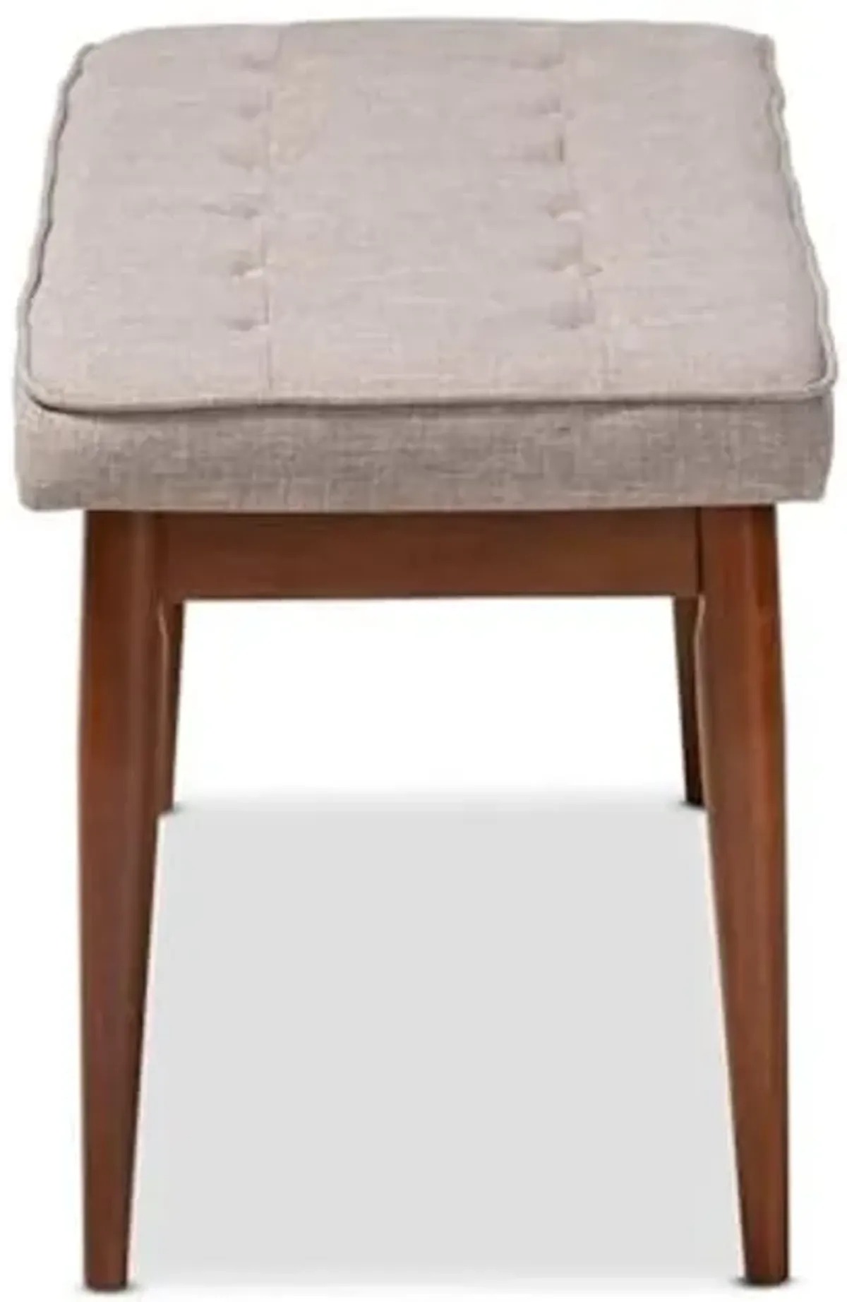 Baxton Studio Itami Mid-Century Modern Light Grey Fabric Upholstered Medium Oak Finished Wood Dining Bench