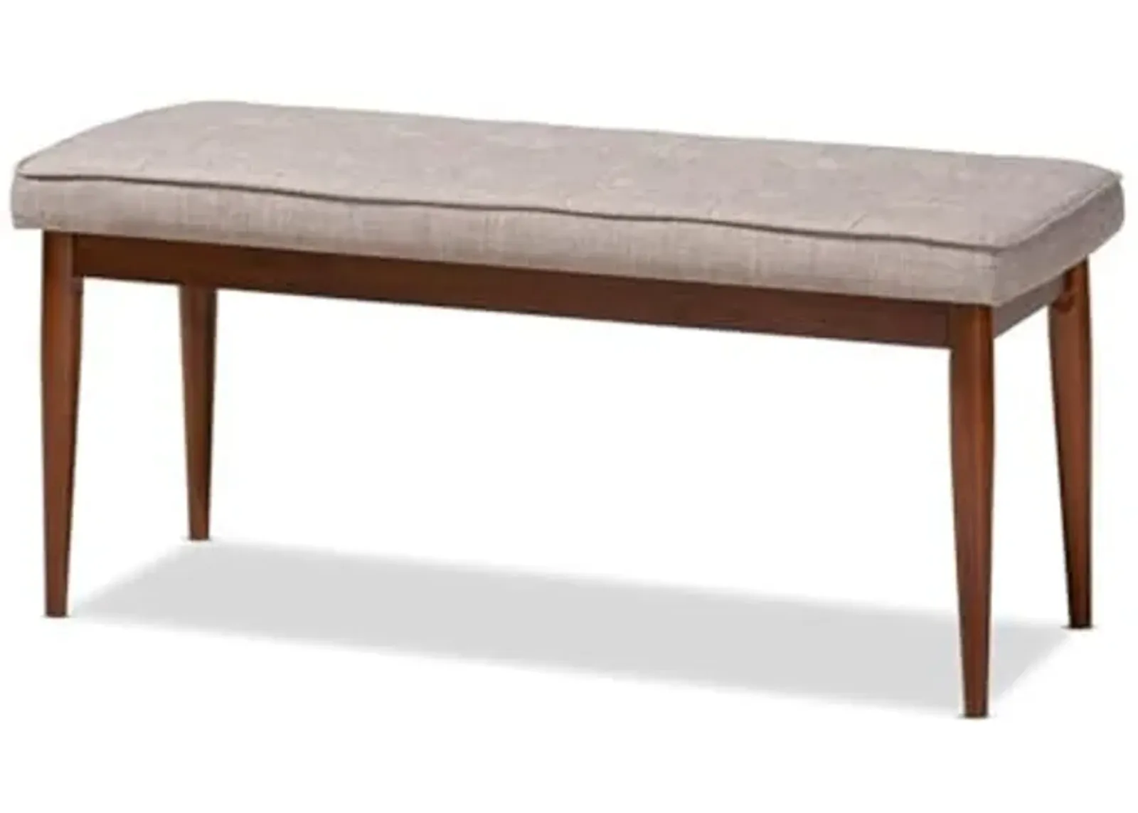 Baxton Studio Itami Mid-Century Modern Light Grey Fabric Upholstered Medium Oak Finished Wood Dining Bench