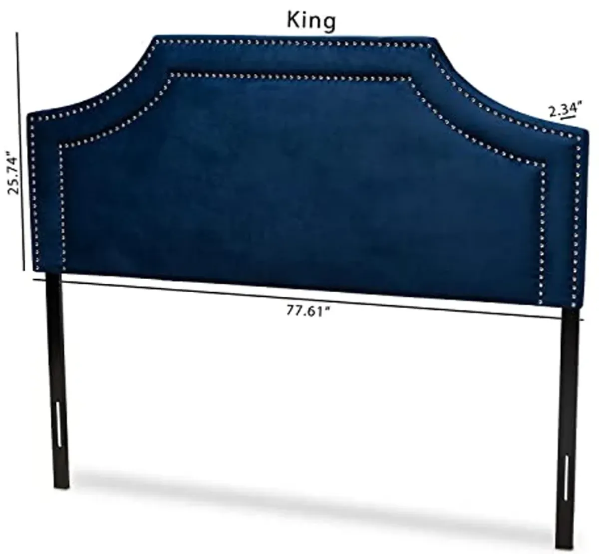 Baxton Studio Avignon Modern and Contemporary Navy Blue Velvet Fabric Upholstered King Size Headboard