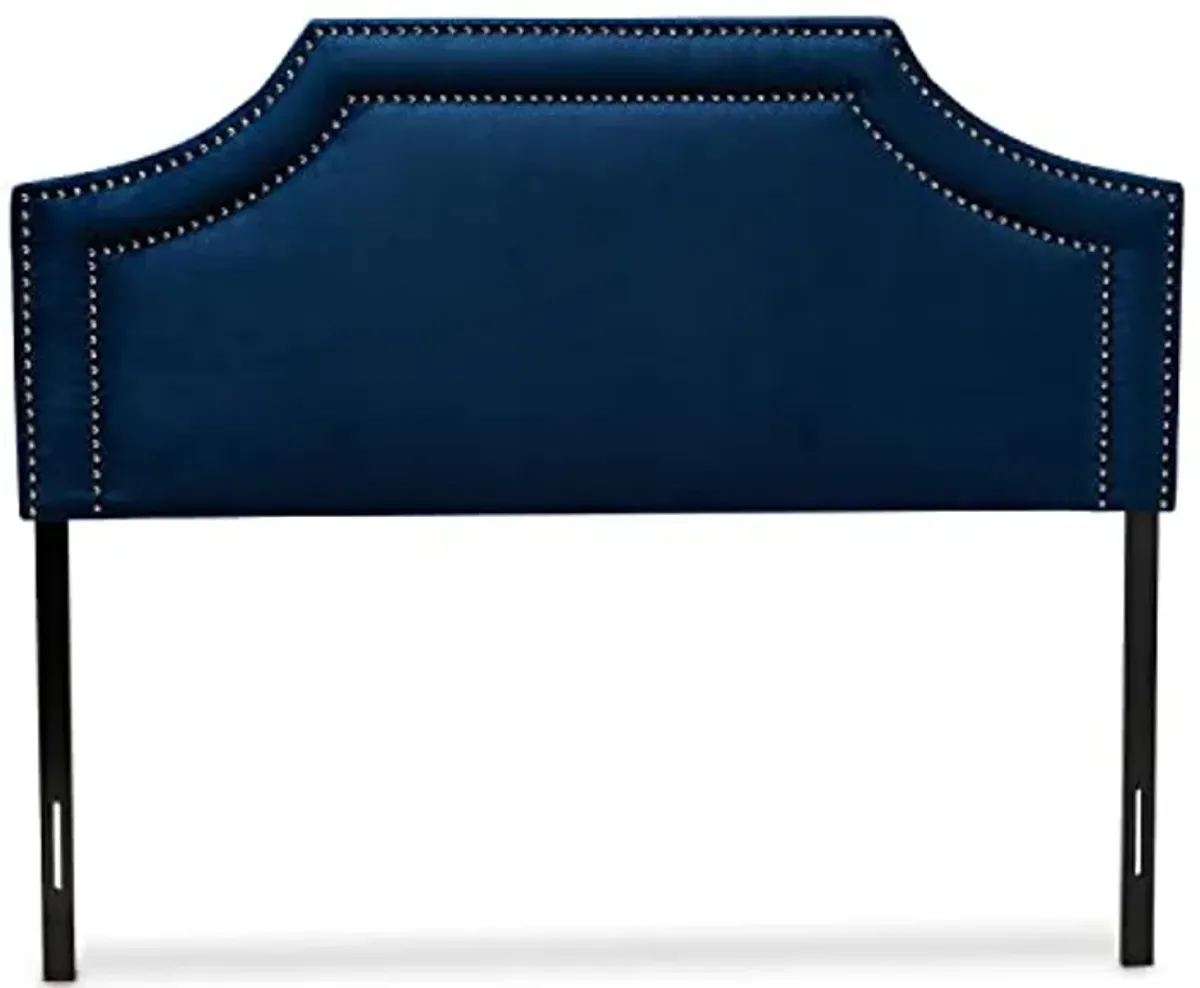 Baxton Studio Avignon Modern and Contemporary Navy Blue Velvet Fabric Upholstered King Size Headboard