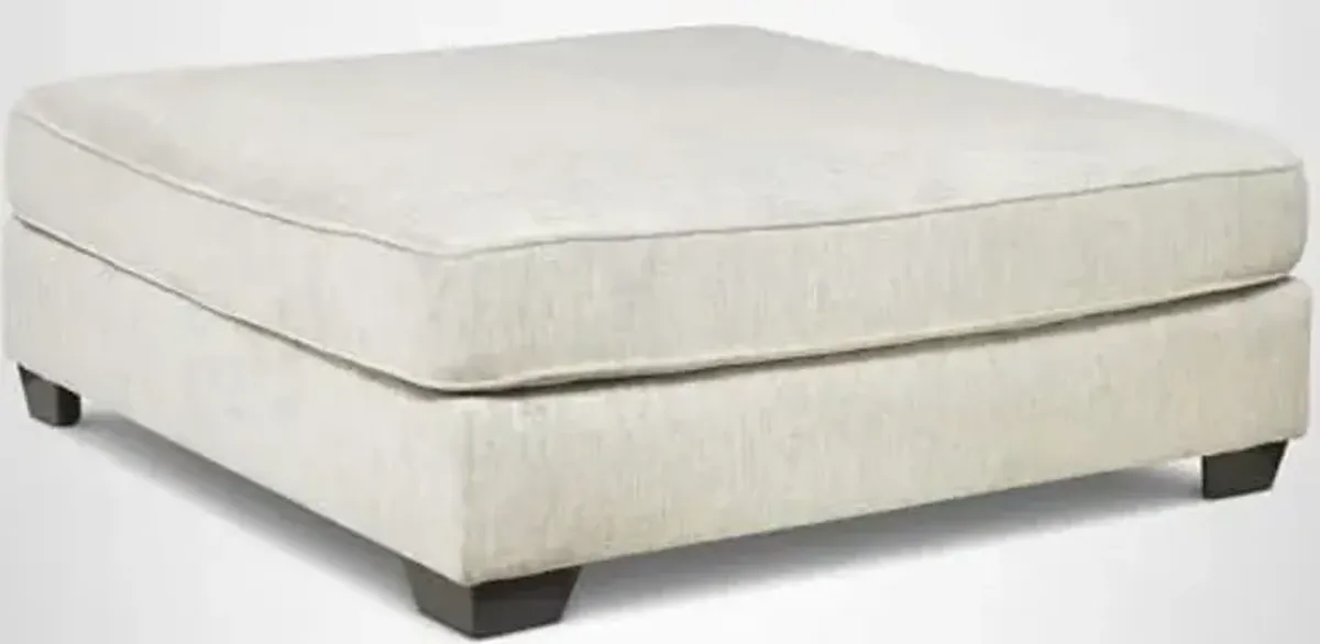Signature Design by Ashley Rawcliffe Contemporary Square Oversized Accent Ottoman with Foam Cushion and Chenille Microfiber Fabric, 55" by 55", Beige
