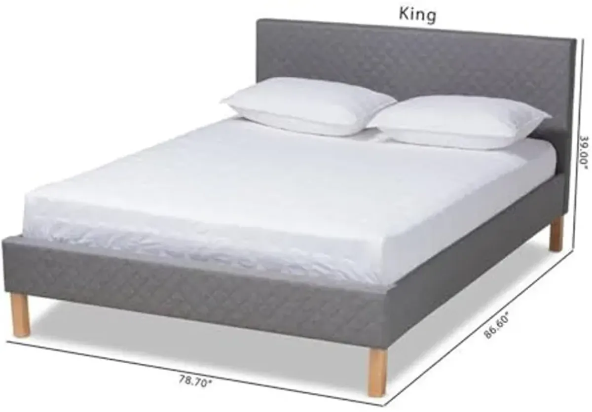 Baxton Studio Aneta Modern and Contemporary Grey Fabric Upholstered King Size Platform Bed