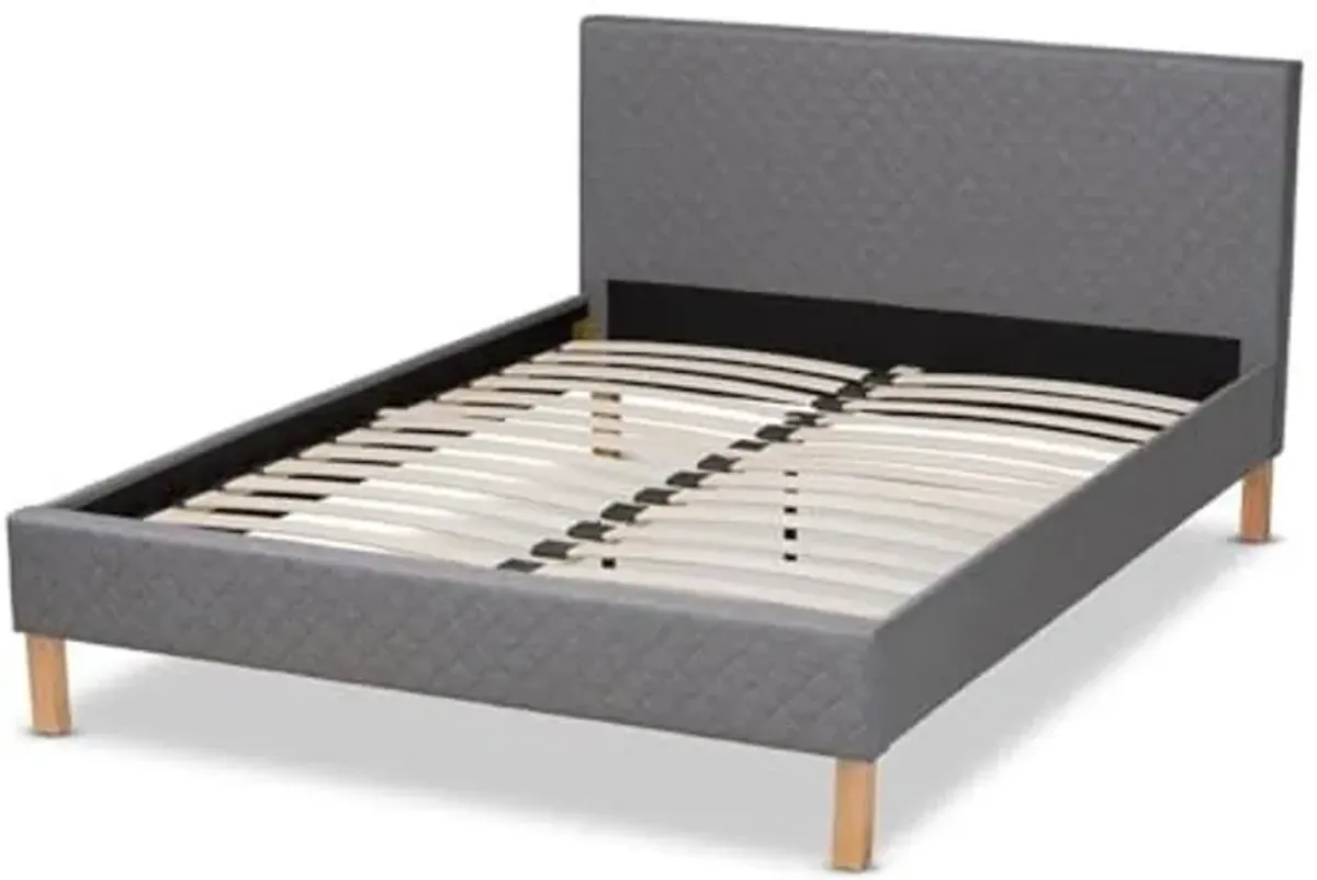 Baxton Studio Aneta Modern and Contemporary Grey Fabric Upholstered King Size Platform Bed