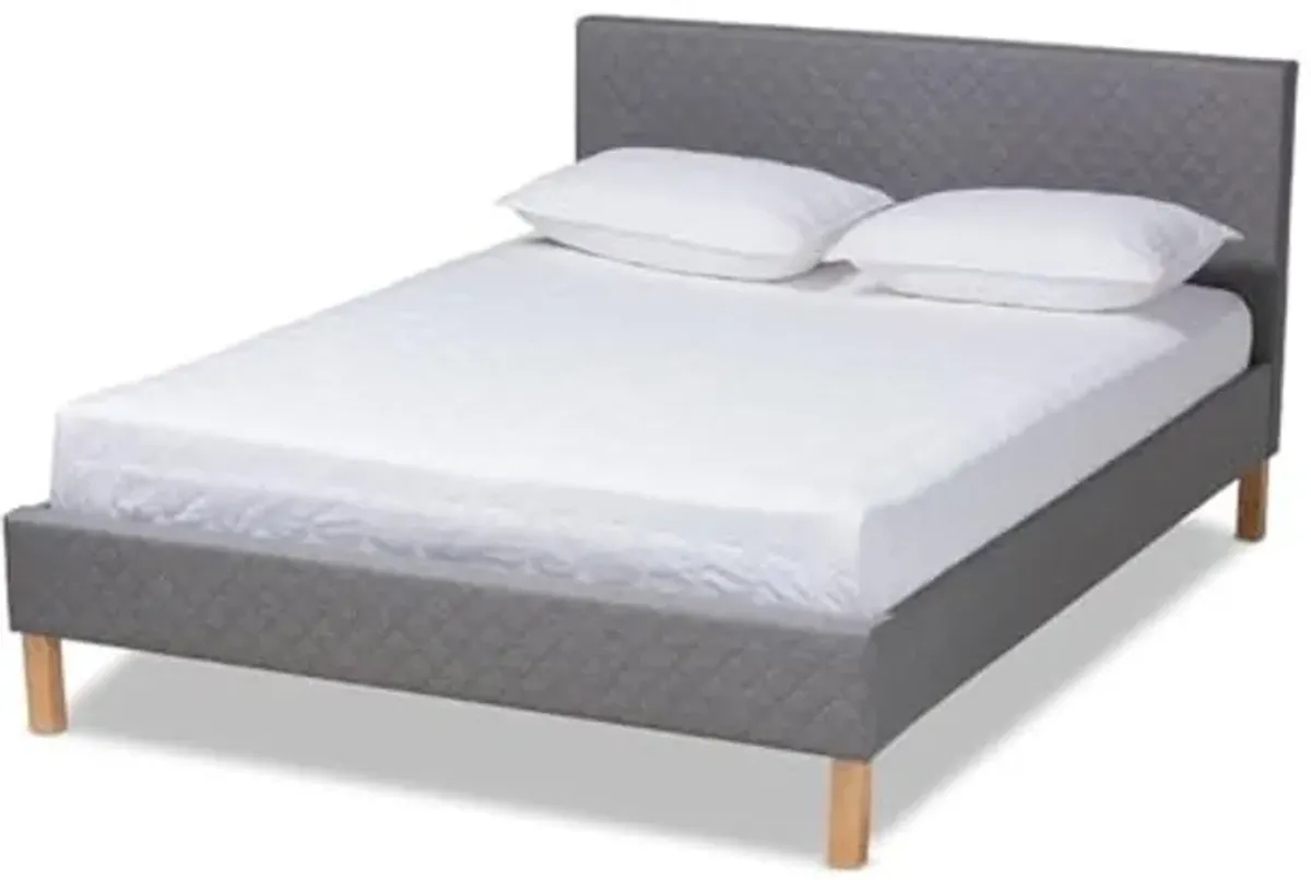 Baxton Studio Aneta Modern and Contemporary Grey Fabric Upholstered King Size Platform Bed