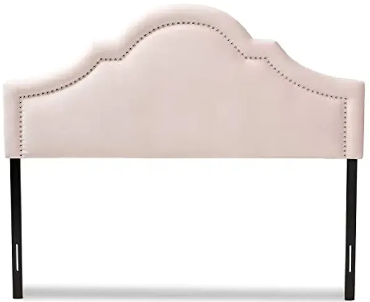 Baxton Studio Rita Modern and Contemporary Light Pink Velvet Fabric Upholstered Queen Size Headboard
