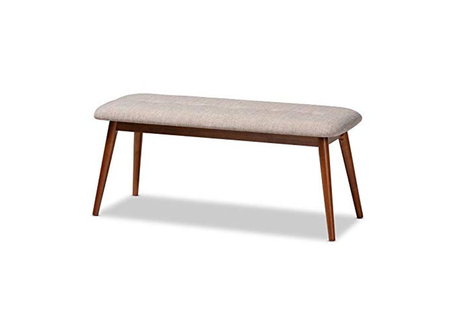 Baxton Studio Flora II Light Gray and Oak Dining Bench