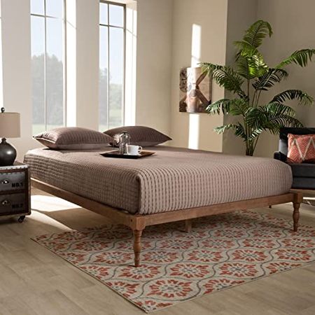 Baxton Studio Iseline Contemporary Wood Full Platform Bed in Walnut Brown