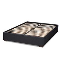 Baxton Studio Leni Modern and Contemporary Dark Grey Fabric Upholstered 4-Drawer Queen Size Platform Storage Bed Frame