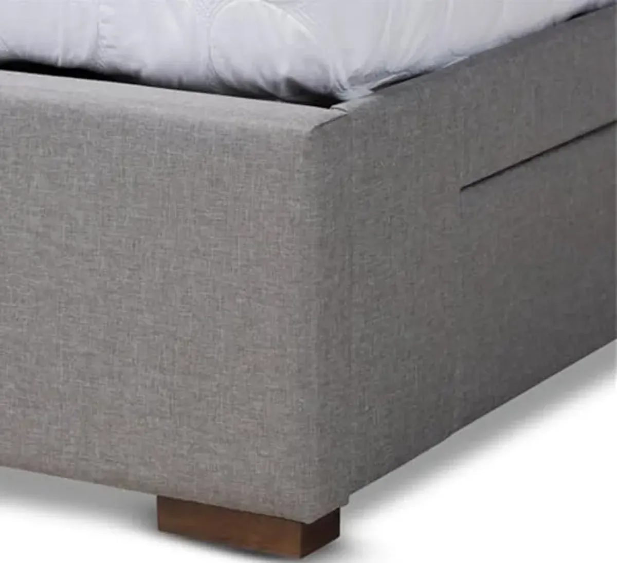 Baxton Studio Leni Modern and Contemporary Light Grey Fabric Upholstered 4-Drawer Queen Size Platform Storage Bed Frame