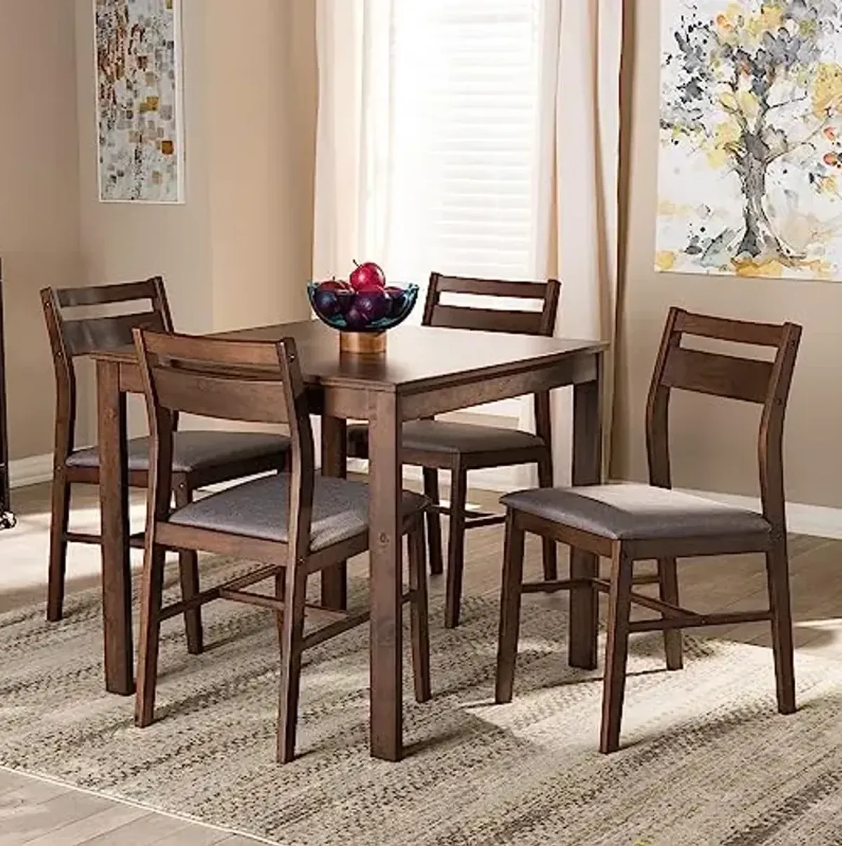 Baxton Studio Lovy 31.5-inch Dining Set, Gray, 5-Piece
