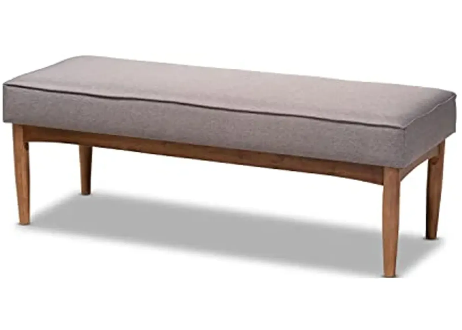 Baxton Studio Arvid Mid-Century Modern Gray Fabric Upholstered Wood Dining Bench