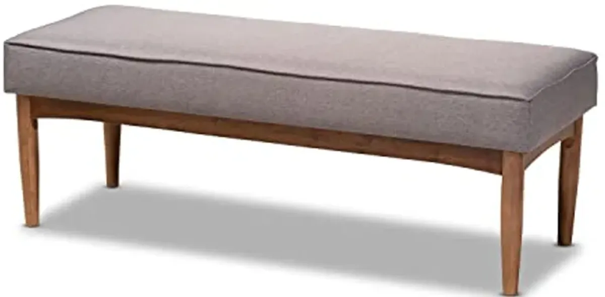 Baxton Studio Arvid Mid-Century Modern Gray Fabric Upholstered Wood Dining Bench