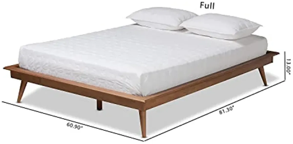 Baxton Studio Karine Mid-Century Modern Walnut Brown Finished Wood Full Size Platform Bed Frame