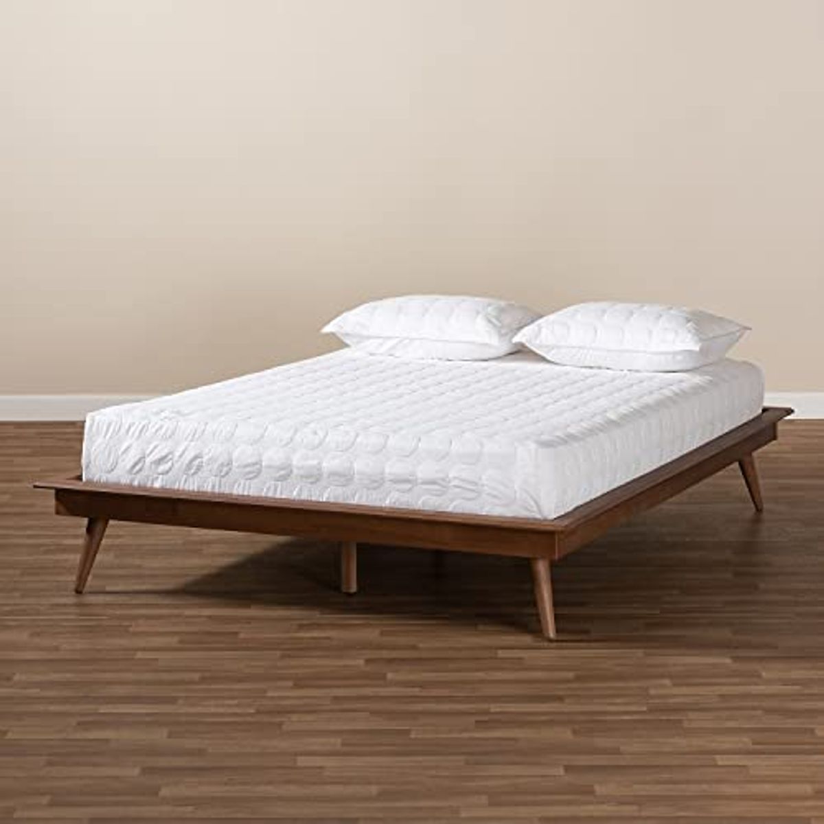 Baxton Studio Karine Mid-Century Modern Walnut Brown Finished Wood Full Size Platform Bed Frame