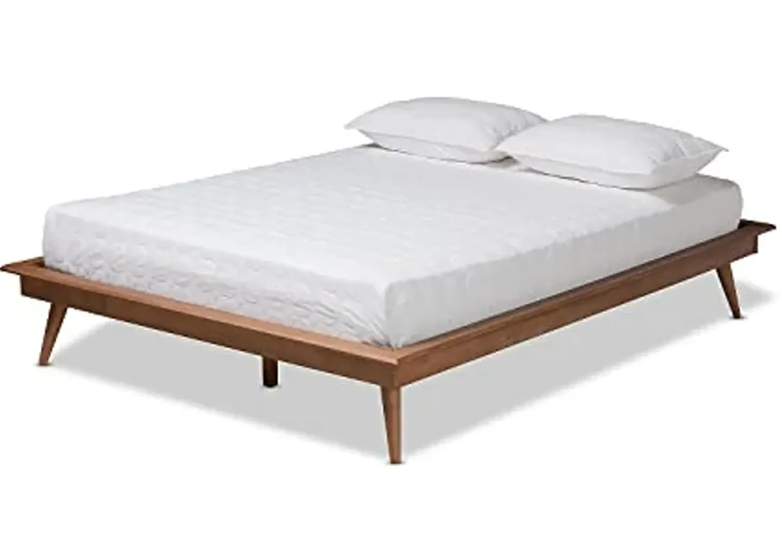 Baxton Studio Karine Mid-Century Modern Walnut Brown Finished Wood Full Size Platform Bed Frame