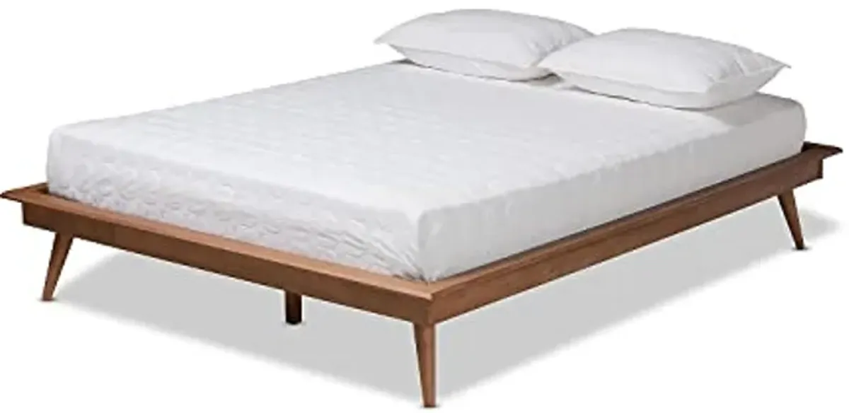 Baxton Studio Karine Mid-Century Modern Walnut Brown Finished Wood Full Size Platform Bed Frame