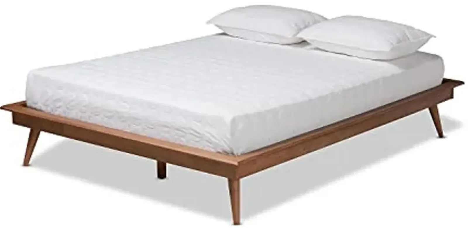 Baxton Studio Karine Mid-Century Modern Walnut Brown Finished Wood Full Size Platform Bed Frame