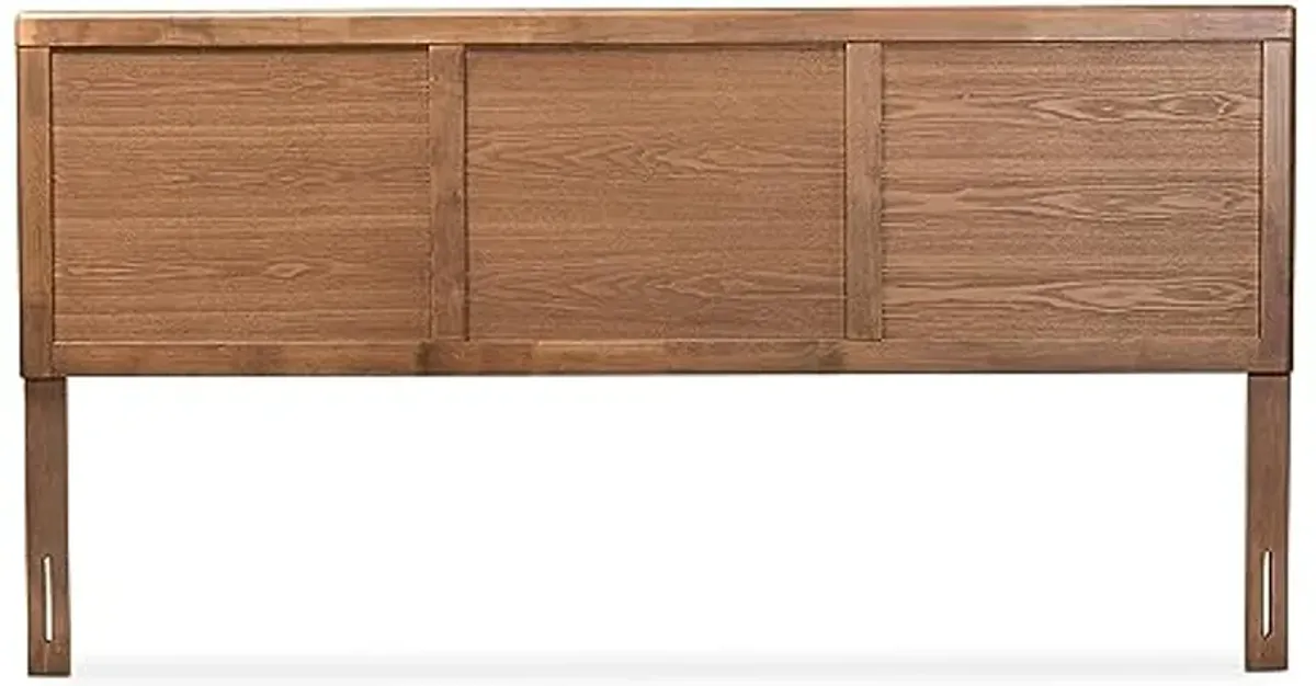 Baxton Studio Raya Mid-Century Modern Walnut Brown Finished Wood King Size Headboard