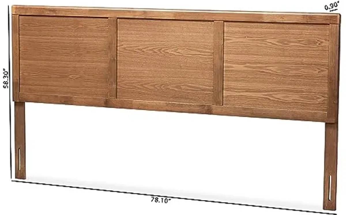 Baxton Studio Raya Mid-Century Modern Walnut Brown Finished Wood King Size Headboard