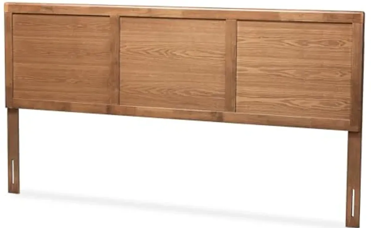 Baxton Studio Raya Mid-Century Modern Walnut Brown Finished Wood King Size Headboard