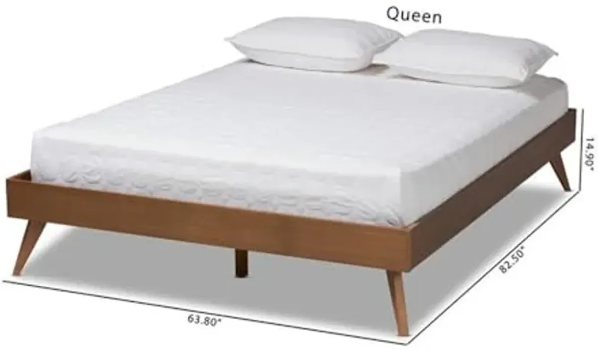 Baxton Studio Lissette Mid-Century Modern Walnut Brown Finished Wood Queen Size Platform Bed Frame