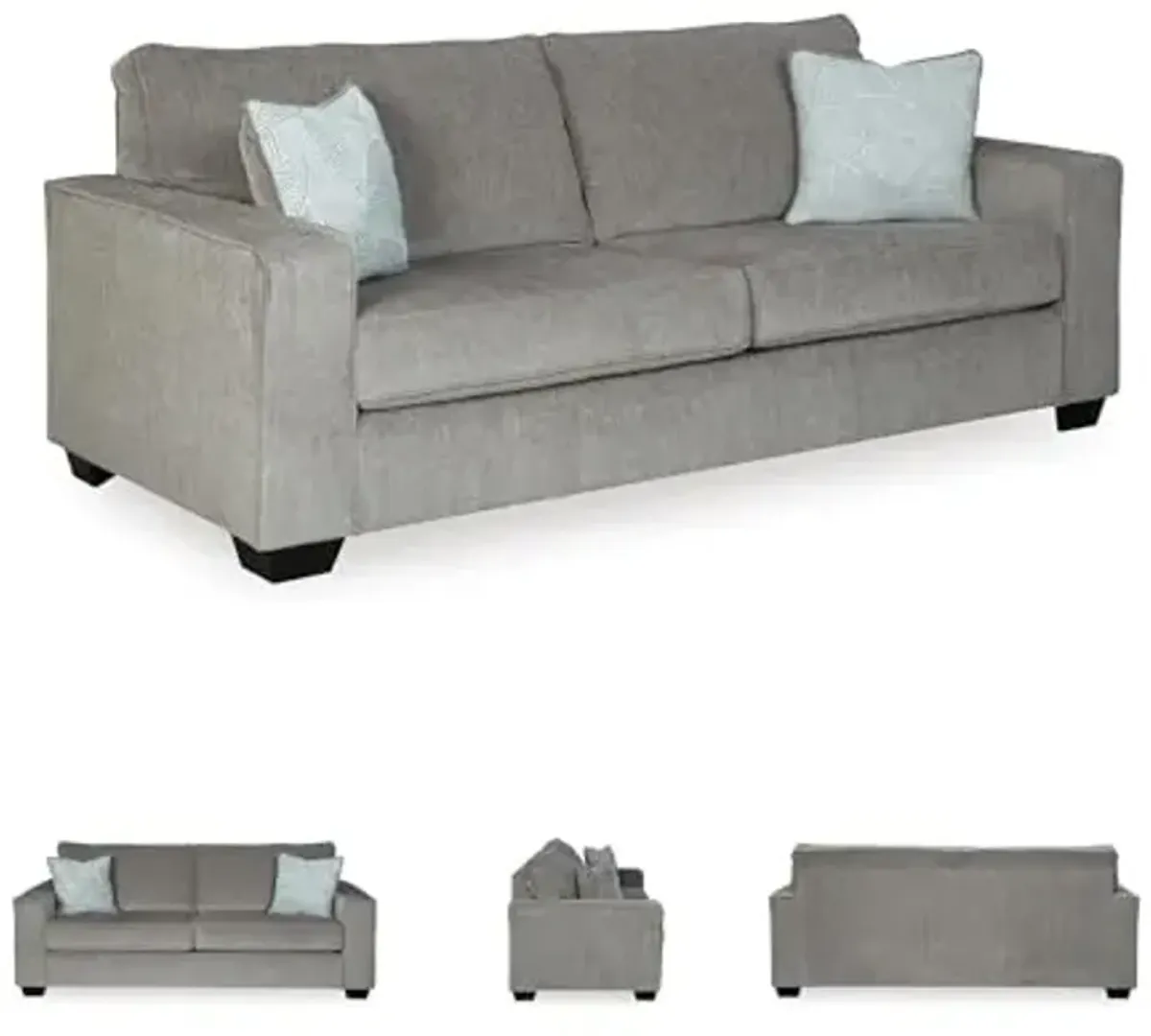 Signature Design by Ashley Altari Modern Sofa with 2 Accent Pillows, Light Gray
