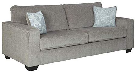 Signature Design by Ashley Altari Modern Sofa with 2 Accent Pillows, Light Gray