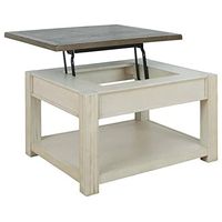 Signature Design by Ashley Bolanburg Farmhouse Lift Top Coffee Table with Floor Shelf, Weathered Brown & White