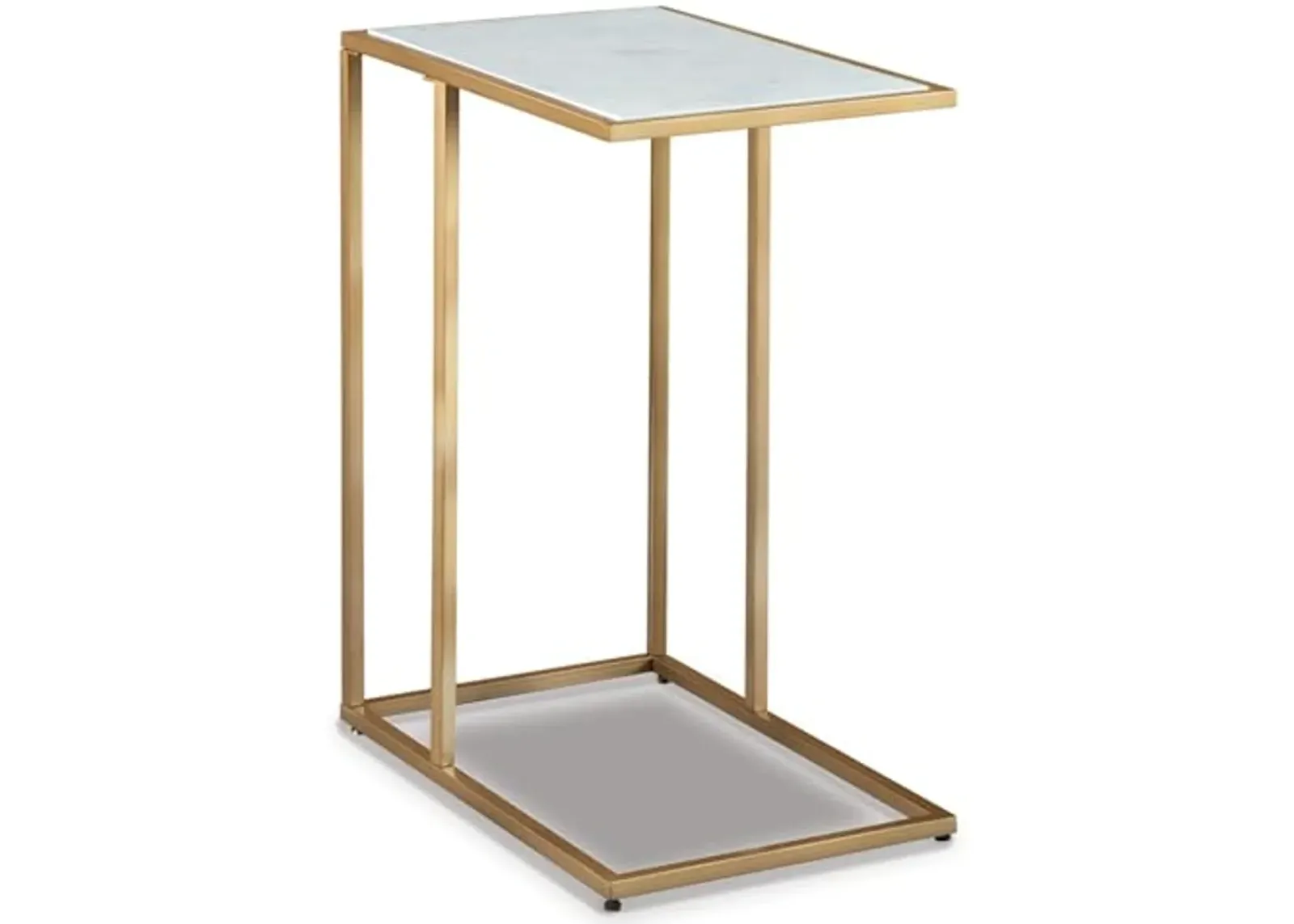 Signature Design by Ashley Lanport Marble Top C-Shape Chairside End Table, White & Gold