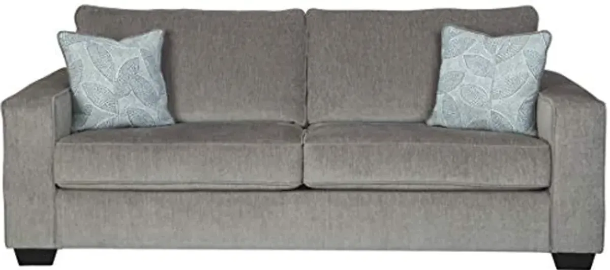 Signature Design by Ashley Altari Modern Queen Sofa Sleeper with 2 Accent Pillows, Light Gray