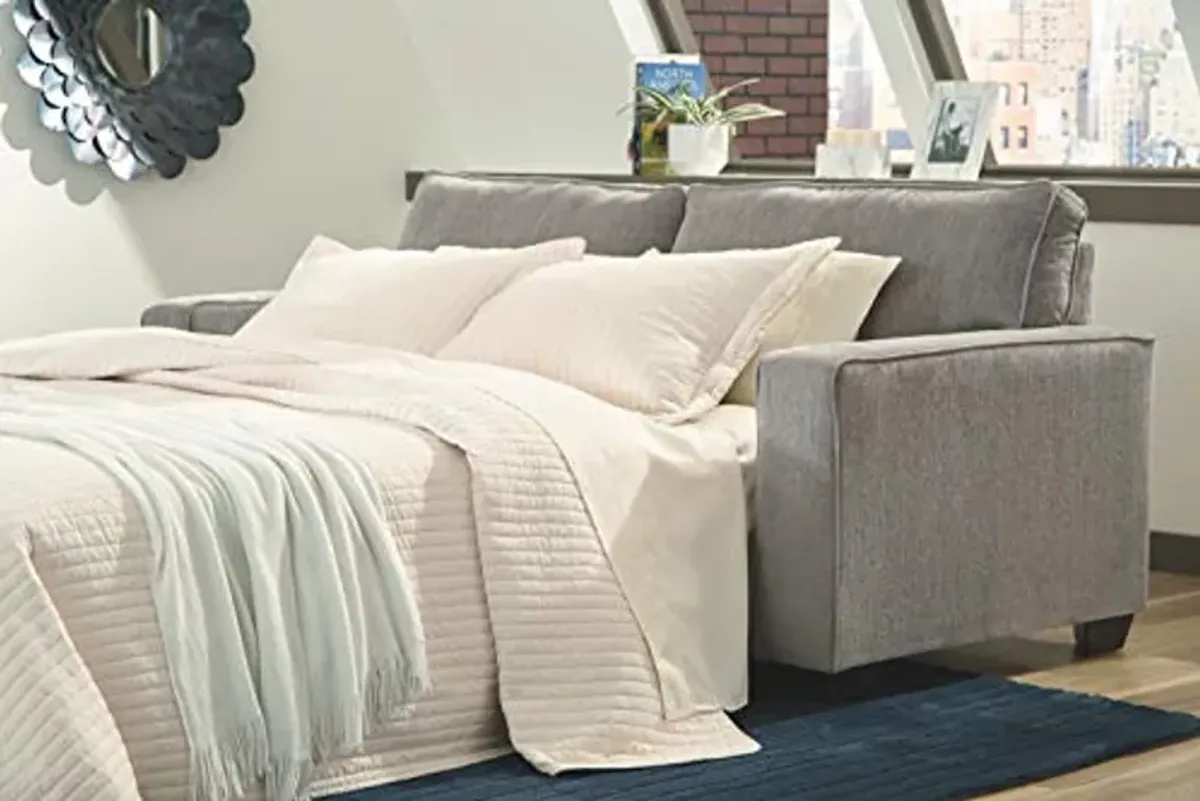 Signature Design by Ashley Altari Modern Queen Sofa Sleeper with 2 Accent Pillows, Light Gray