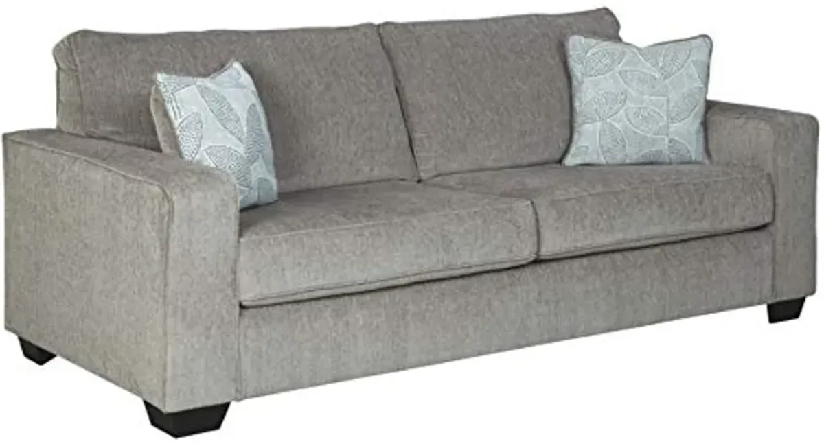 Signature Design by Ashley Altari Modern Queen Sofa Sleeper with 2 Accent Pillows, Light Gray