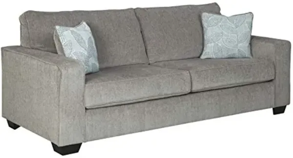 Signature Design by Ashley Altari Modern Queen Sofa Sleeper with 2 Accent Pillows, Light Gray