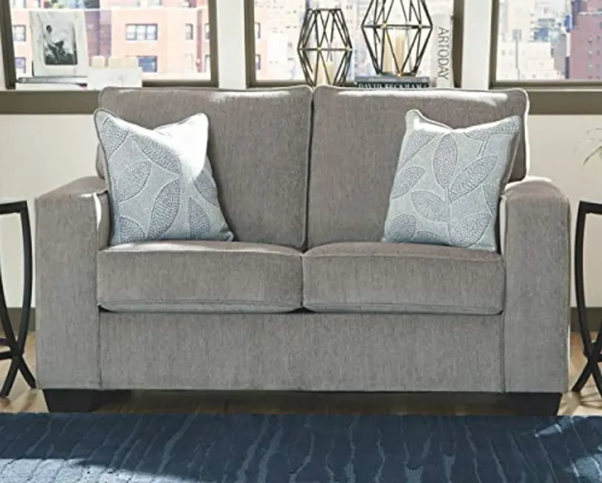 Signature Design by Ashley Altari Modern Loveseat with 2 Accent Pillows, Light Gray