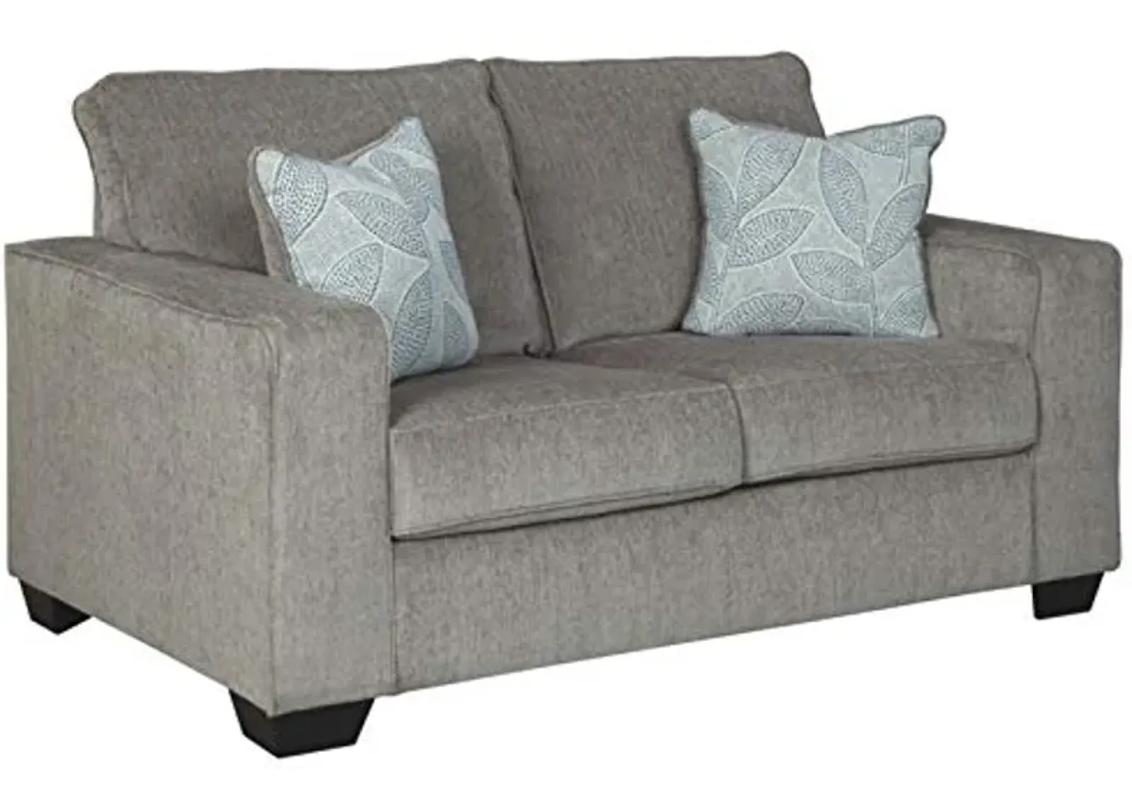 Signature Design by Ashley Altari Modern Loveseat with 2 Accent Pillows, Light Gray