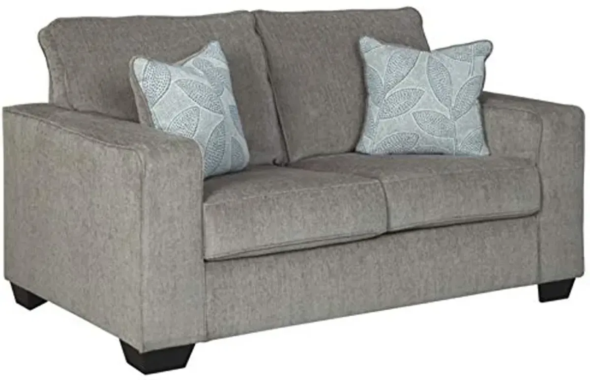 Signature Design by Ashley Altari Modern Loveseat with 2 Accent Pillows, Light Gray