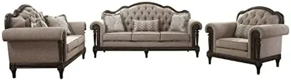 Lexicon Valtellina 3-Piece Fabric Sofa Set, Brown