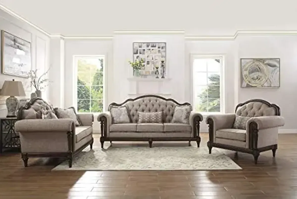 Lexicon Valtellina 3-Piece Fabric Sofa Set, Brown