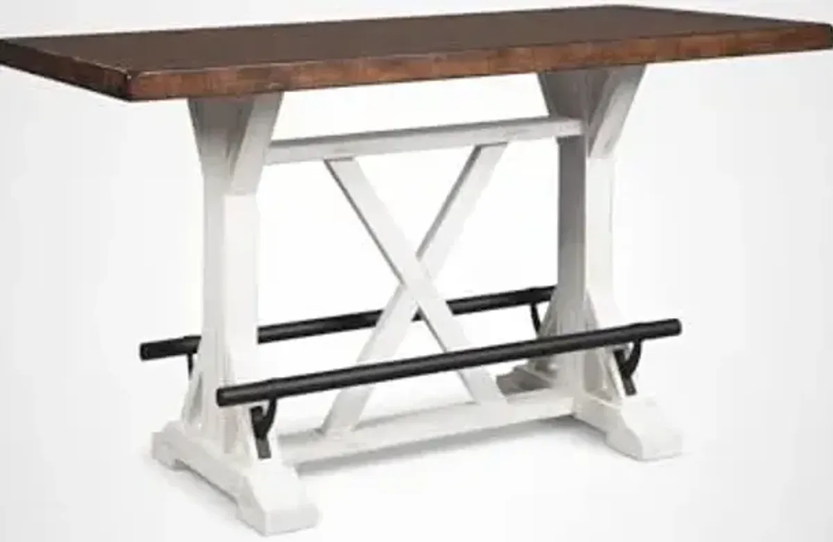 Signature Design by Ashley Valebeck 36″ Counter-Height Rustic Farmhouse Dining Table Two-Tone Kitchen Table – Brown/White