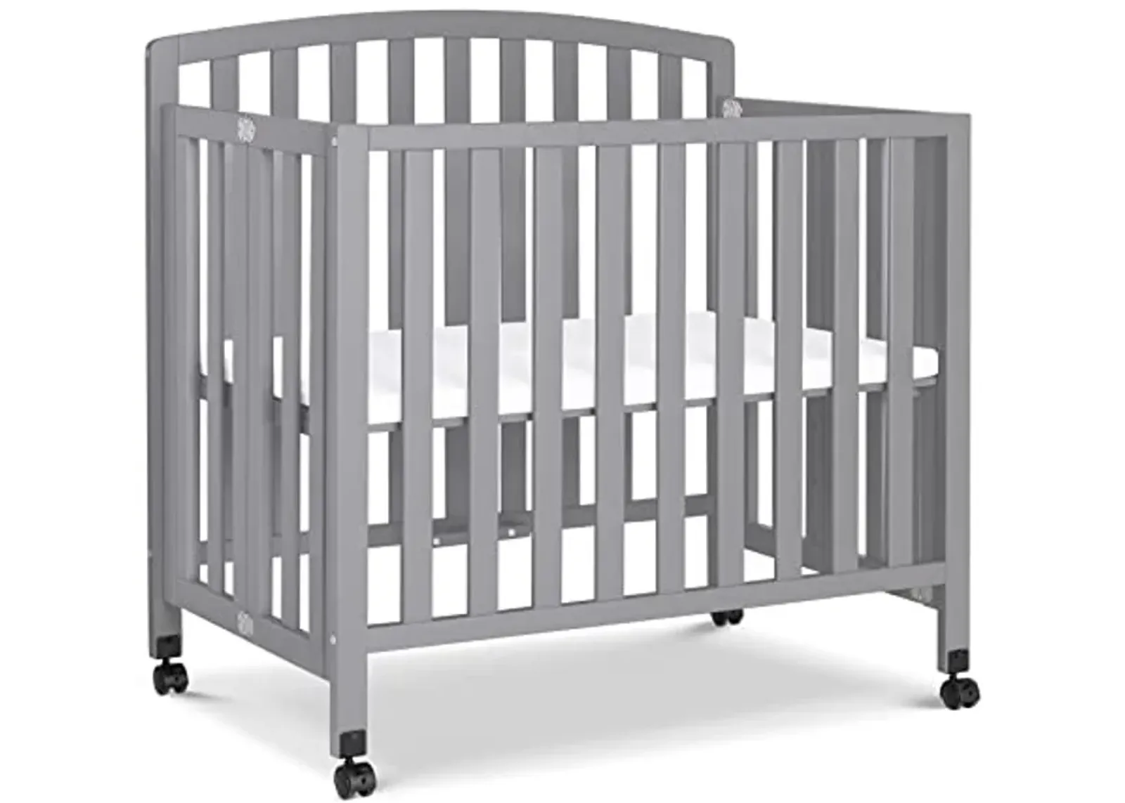 DaVinci Dylan Folding Portable 3-in-1 Convertible Mini Crib and Twin Bed in Grey, Greenguard Gold Certified