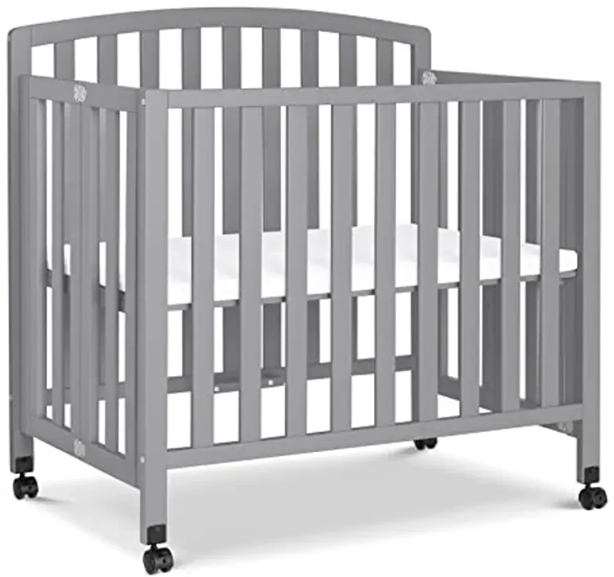 DaVinci Dylan Folding Portable 3-in-1 Convertible Mini Crib and Twin Bed in Grey, Greenguard Gold Certified