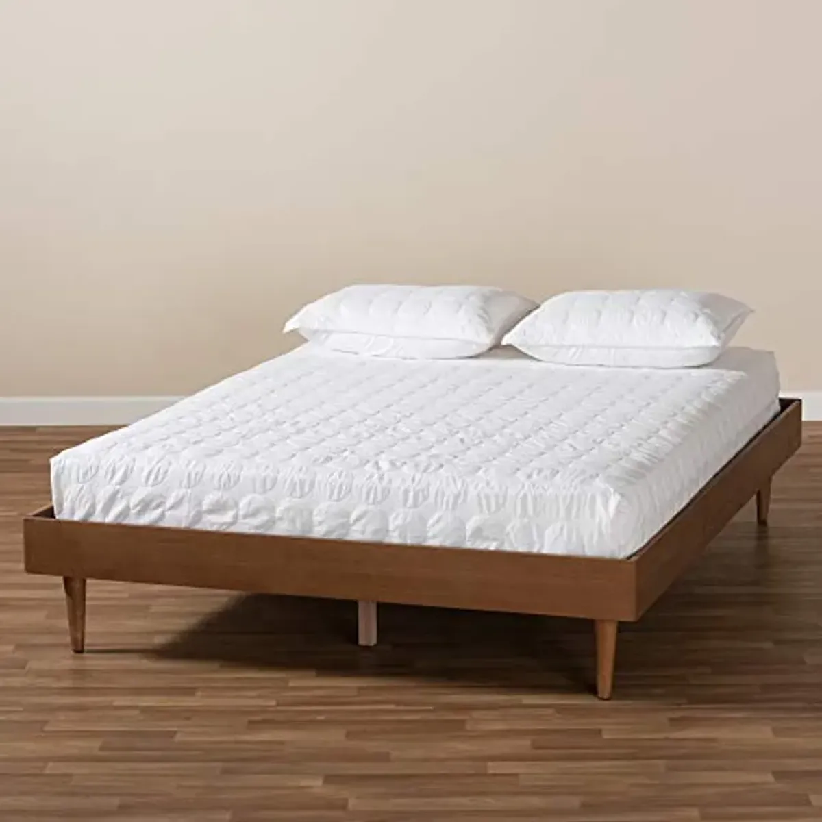 Baxton Studio Riva Mid-Century Modern Ash Wanut Finished Full Size Wood Bed Frame