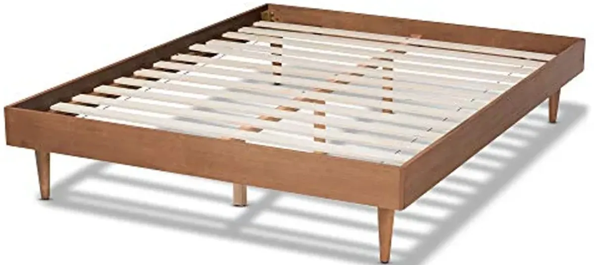 Baxton Studio Riva Mid-Century Modern Ash Wanut Finished Full Size Wood Bed Frame