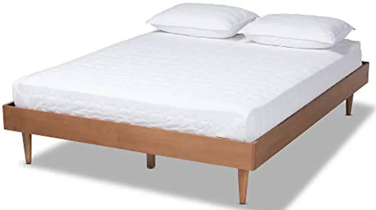 Baxton Studio Riva Mid-Century Modern Ash Wanut Finished Full Size Wood Bed Frame