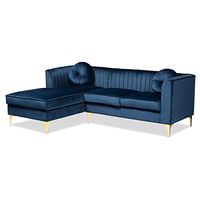 Baxton Studio Sectional Sofas, One Size, Navy Blue/Gold