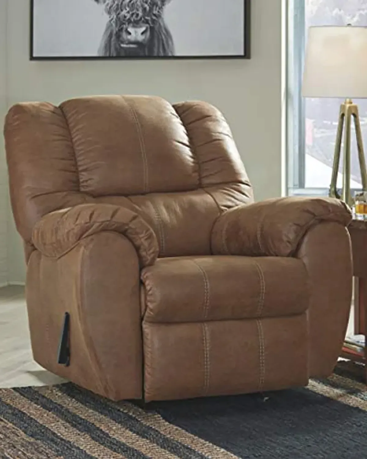 Signature Design by Ashley McGann Faux Leather Oversized Manual Rocker Recliner, Light Brown